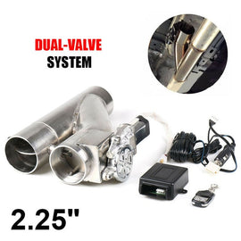 2.25'' 2.5" 3" Electric Exhaust Cutout Kit Y pipe Exhaust Control Valve With Dual Valve System Switch Remote Control Kit