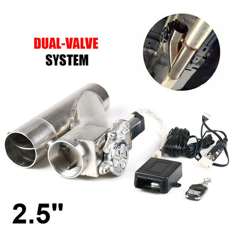 2.25'' 2.5" 3" Electric Exhaust Cutout Kit Y pipe Exhaust Control Valve With Dual Valve System Switch Remote Control Kit