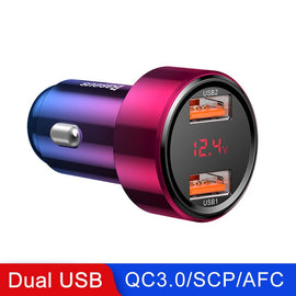 Baseus Quick Car Charger 6A 45W Dual USB Type C Charge For IPhone X 8 XS Max Xiaomi Samsung Huawei Phone Car Fast Charging