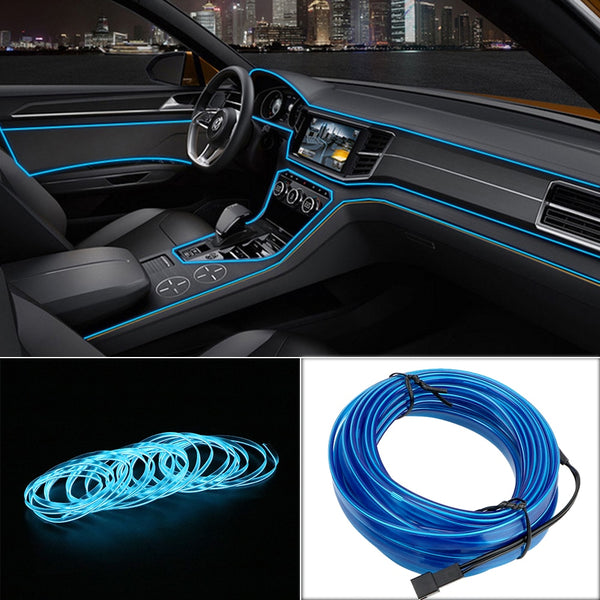 FORAUTO 1m/2m/3m/5m Car LED Strips Auto Decoration Atmosphere Lamp 12V Flexible Neon EL Wire Rope Indoor Interior LED Car Light