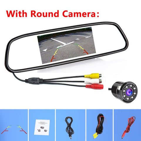 Podofo 4.3" Car Rearview Mirror Monitor Auto Parking System + LED Night Vision Backup Reverse Camera CCD Car Rear View Camera