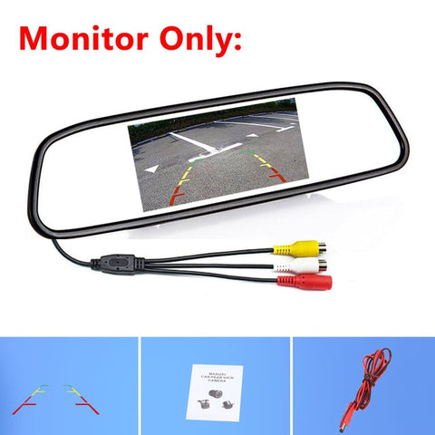 Podofo 4.3" Car Rearview Mirror Monitor Auto Parking System + LED Night Vision Backup Reverse Camera CCD Car Rear View Camera