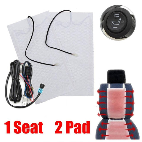 Universal 12V 2 Seats 4 Pads Carbon Fiber Heated Seat Heater heating 12 V Pads 2 5 6 Level Switch Winter Warmer Seat Covers