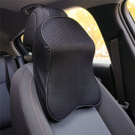 Car Neck Pillow Soft 3D Memory Foam Headrest Pillows PU Leather Travel Pillow Office Car Seat Cushion for Head Support Massage