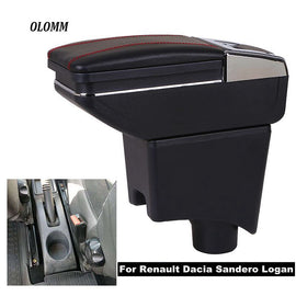 Armrest box For Renault Dacia Sandero Logan USB Charging heighten Double layer central Store content ashtray in car accessories