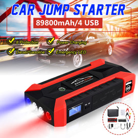 89800mAh 4USB Car Jump Starter Multifunction Emergency Charger Battery Power Bank Pack Booster 12V Starting Device Waterproof