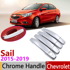 for Chevrolet New Sail 2015~2019 Luxuriou Chrome Exterior Door Handle Cover Car Accessories Stickers Trim Set 2016 2017 2018