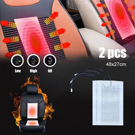 4 Pcs Car Universal Carbon Fiber Heated Seat Heater 12V Pads 2 Dial 5 Level Switch Winter Warmer Seat Covers Heating Mat