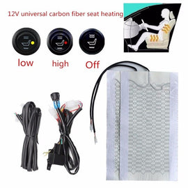 4 Pcs Car Universal Carbon Fiber Heated Seat Heater 12V Pads 2 Dial 5 Level Switch Winter Warmer Seat Covers Heating Mat