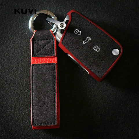 Suede TPU Car key Cover Case Car Key Bag Fit for VW Volkswagen Skoda Golf7 Polo Tiguan Passat Jetta MK5 MK6 T5 Beetle Accessorie