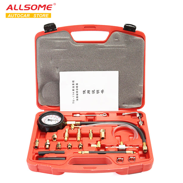 ALLSOME TU-114 140PSI Manometer Fuel Oil Pressure Tester Kit Injection Gauge Gasoline Tool HT2768