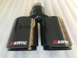 AKRAPOVIC car modified carbon fiber AK tube stainless steel black double carbon car exhaust pipe tail muffler Car decoration