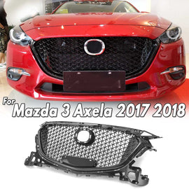 New Glossy Black Front Bumper Grille Upper Grill Cover Protector ABS Plastic Car Styling For Mazda 3 Axela 2017 2018