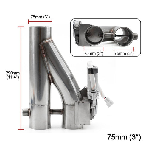 Universal Patented 2"/2.5''/3" Double Valve Electric Exhaust Cut Out Valve Exhaust Pipe Muffler Kit with Wireless Remote Control