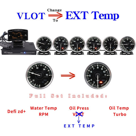 Defi Advance A1 Defi Link System Daisy Chain Auto Gauge ZD+6 gauges Volt Water Temp Oil Temp Oil Press Tachometer RPM Turbo