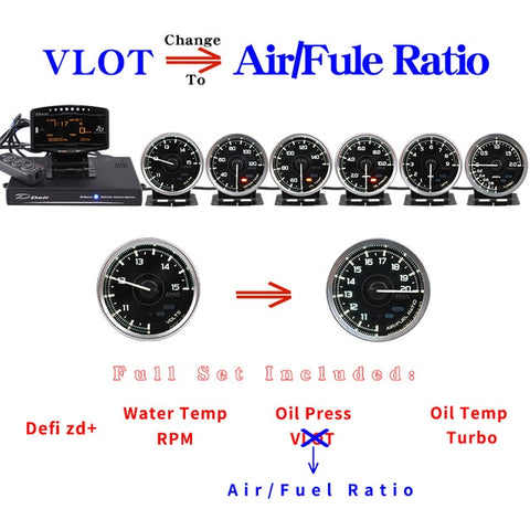 Defi Advance A1 Defi Link System Daisy Chain Auto Gauge ZD+6 gauges Volt Water Temp Oil Temp Oil Press Tachometer RPM Turbo