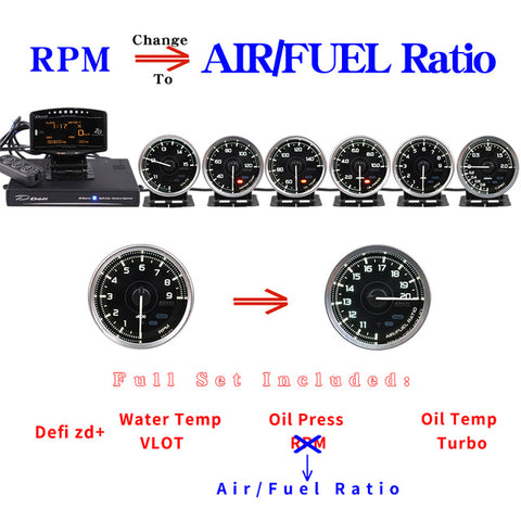 Defi Advance A1 Defi Link System Daisy Chain Auto Gauge ZD+6 gauges Volt Water Temp Oil Temp Oil Press Tachometer RPM Turbo