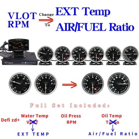 Defi Advance A1 Defi Link System Daisy Chain Auto Gauge ZD+6 gauges Volt Water Temp Oil Temp Oil Press Tachometer RPM Turbo