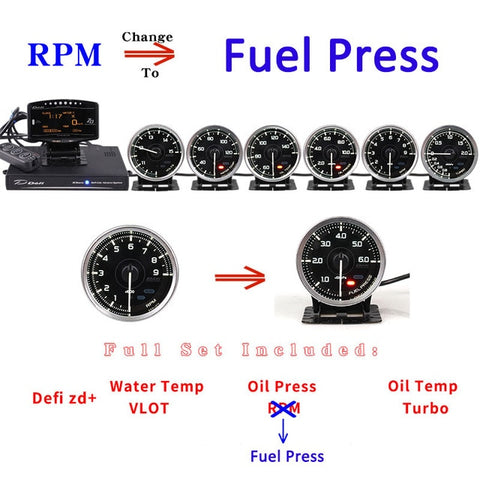 Defi Advance A1 Defi Link System Daisy Chain Auto Gauge ZD+6 gauges Volt Water Temp Oil Temp Oil Press Tachometer RPM Turbo