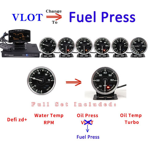 Defi Advance A1 Defi Link System Daisy Chain Auto Gauge ZD+6 gauges Volt Water Temp Oil Temp Oil Press Tachometer RPM Turbo