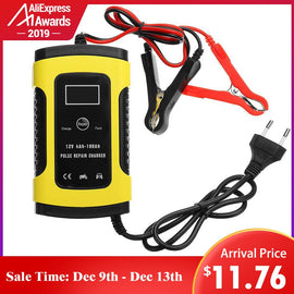 12V 6A Repair LCD Battery Charger Smart Fast For Car Motorcycle Repair Type Lead Acid Battery Agm Gel Wet Batteries Charging