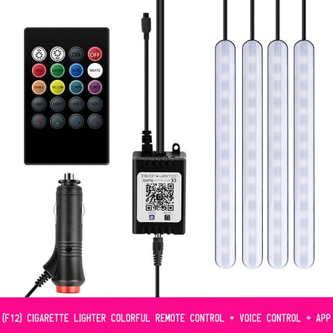 2019 Car Atmosphere Light Foot Light USB/Cigarette Lighter Remote Control Interior Decorative Ambient LED Lamp Strip Accessories