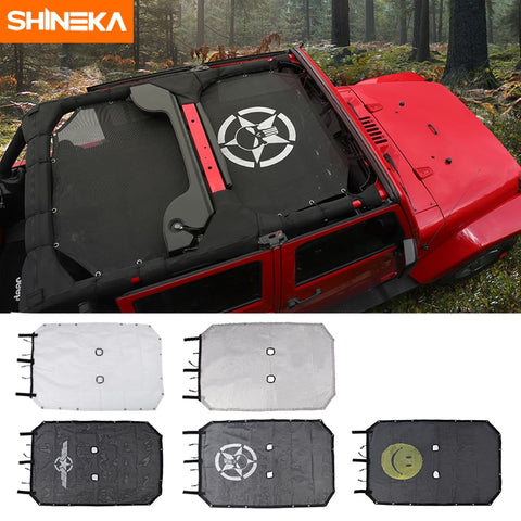 SHINEKA Top Sunshade Mesh Car Cover Roof UV Proof Protection Net for Jeep Wrangler JK 2 Door and 4 Door Car Accessories Styling