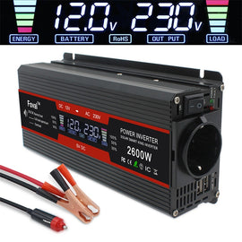 1500W/2000W/2600W power inverter Modified Sine Wave LCD display DC 12V to AC 220V Solar 2 USB car Transformer Convert EU socket