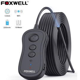 FOXWELL WiFi Endoscope 5.5mm Wireless Borescope Inspection Camera 1080P HD Waterproof with Light for iPhone, Android and Tablet